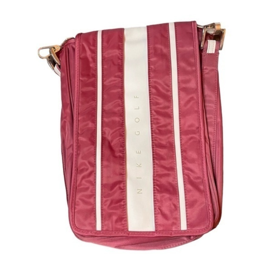 NIKE GOLF Vintage Messenger Scorekeeper Caddy Bag Like New Crossbody‎ Red Cream